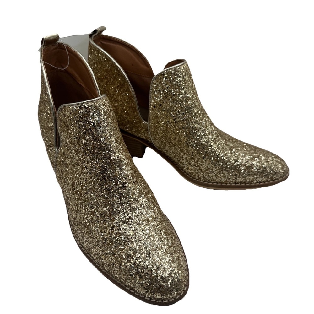 NEW Boutique by Corkys "Glow Up" Gold Glitter‎ Detailed Ankle Boots Booties Sz 9